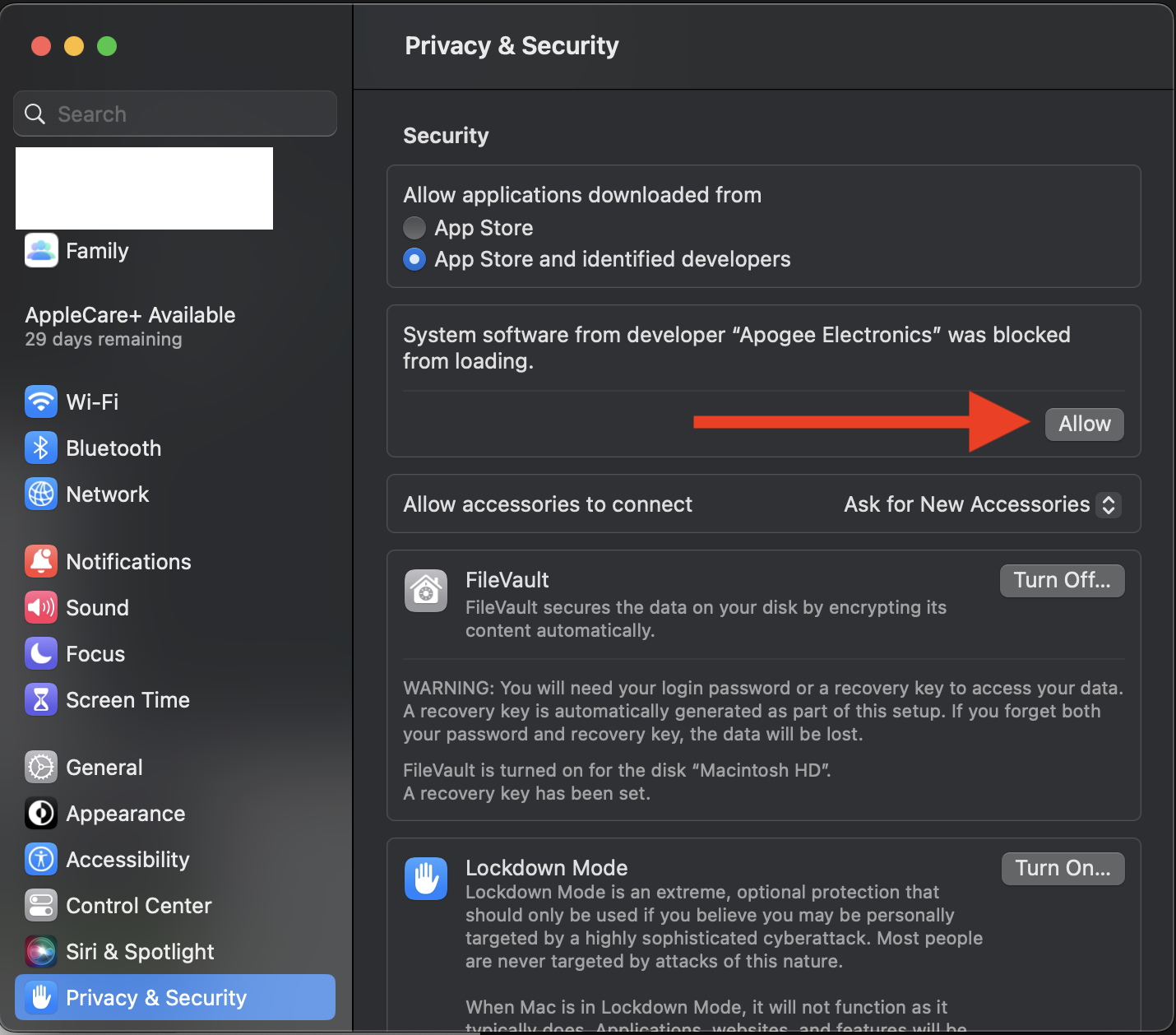 System Extension Blocked alert during software installation